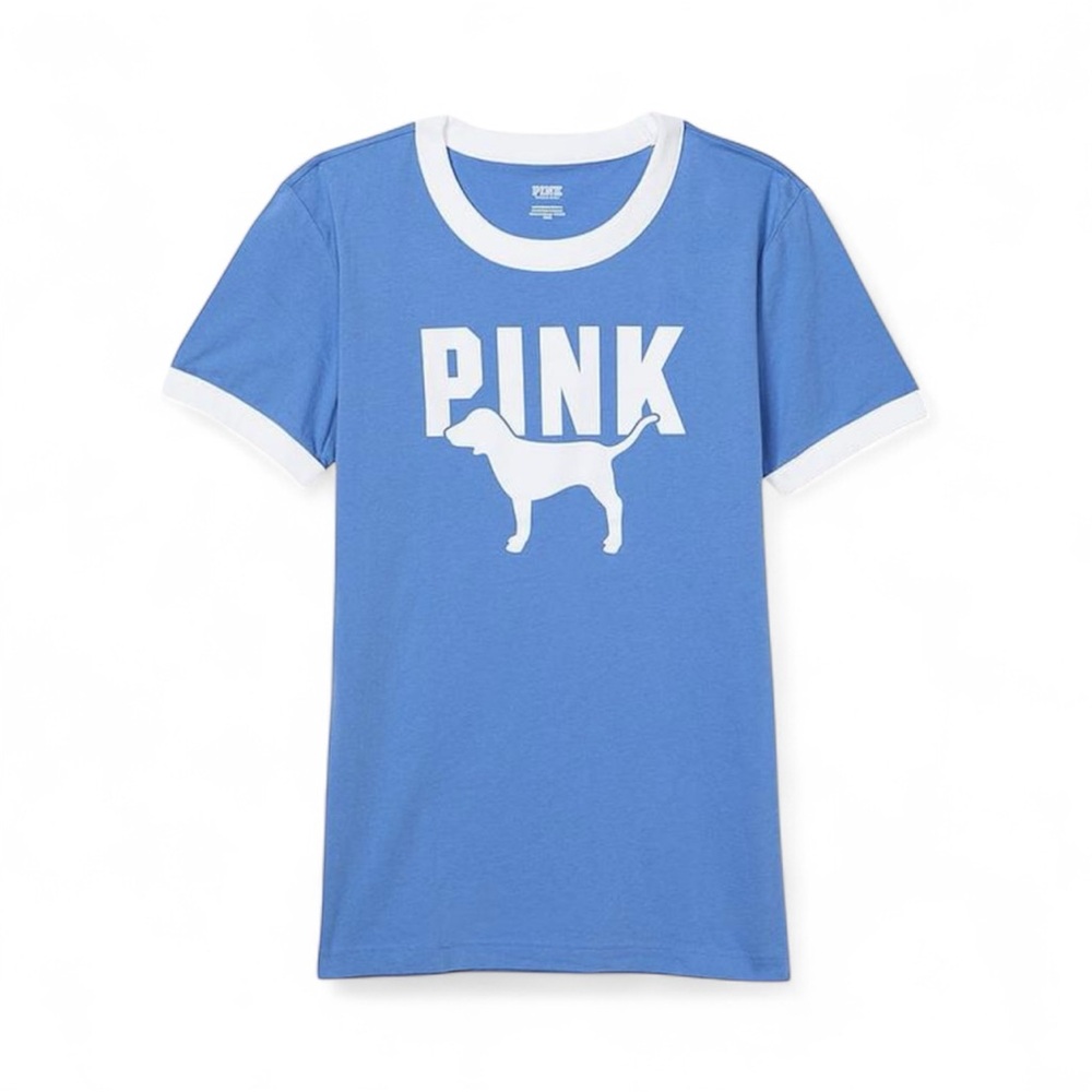 Victoria’s Secret pink campus short sleeve tee blue dawn sans logo size XS